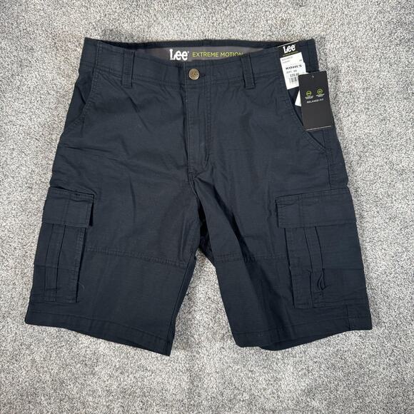 Lee Shorts Mens 33 Black Extreme Motion Ripstop Cargo Stretch 11 Inseam Utility - Picture 1 of 15